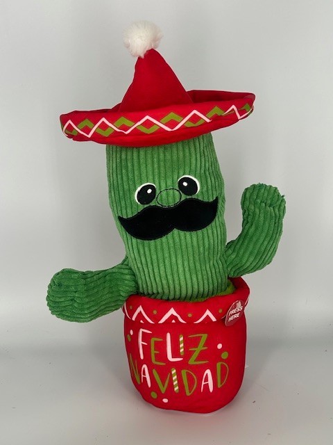 NEW Animated Christmas Mexican Cactus Musical Plush Toy Sings Feliz Navidad