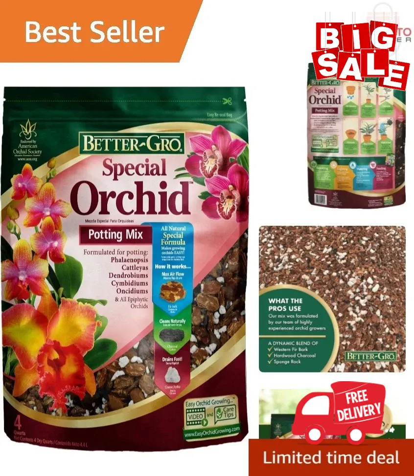 Special Orchid Mix Bark Potting Soil for Orchids 4 Qt Drainage Air Flow