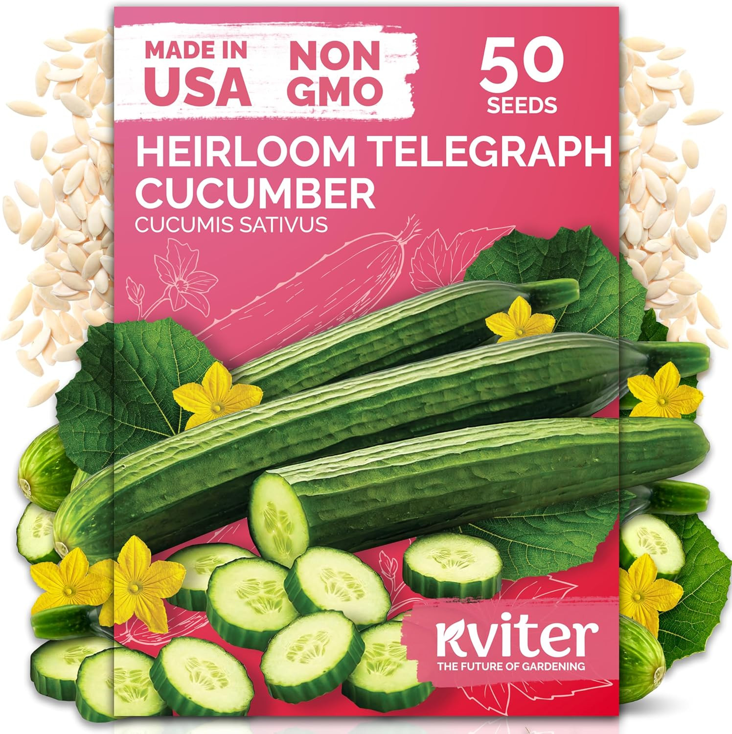 50 English Telegraph Cucumber Seeds (Cucumis Sativus) – English Cucumber, Bur…