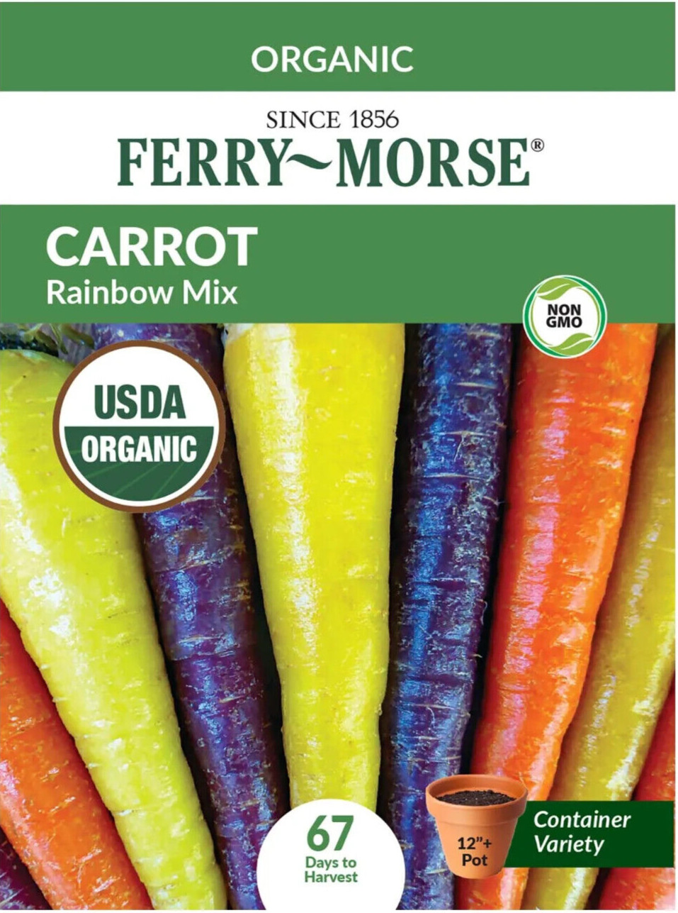 Ferry Morse Organic Carrot Rainbow Mix Vegetable Plant Seeds Full Sun Seed Pack