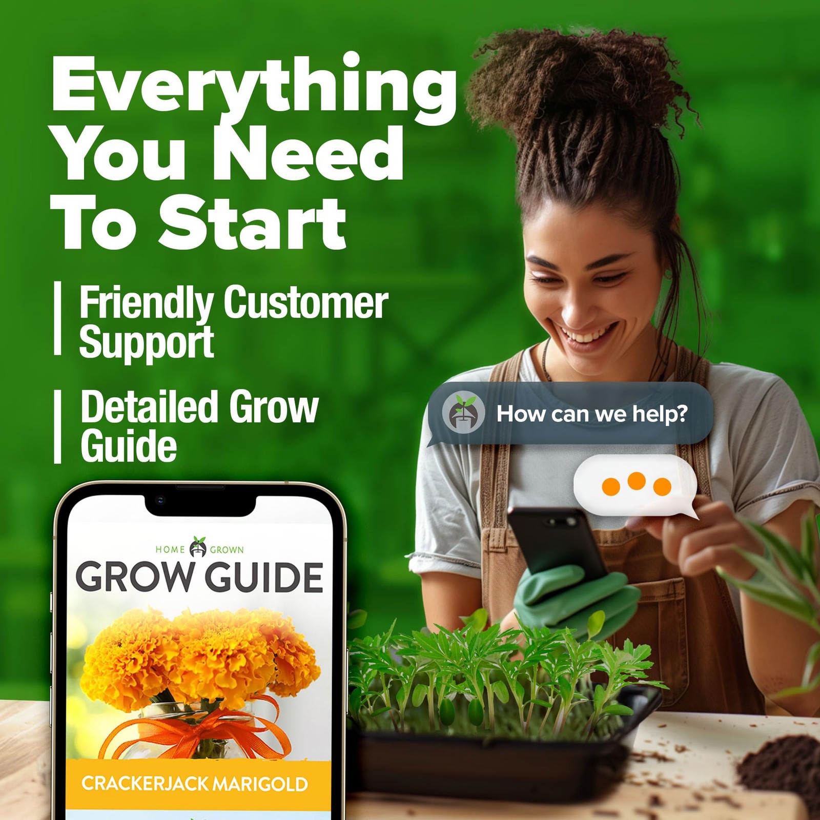 HOME GROWN Marigold Seeds Bulk Mix – 5600+ Crackerjack 1-Pack, Green