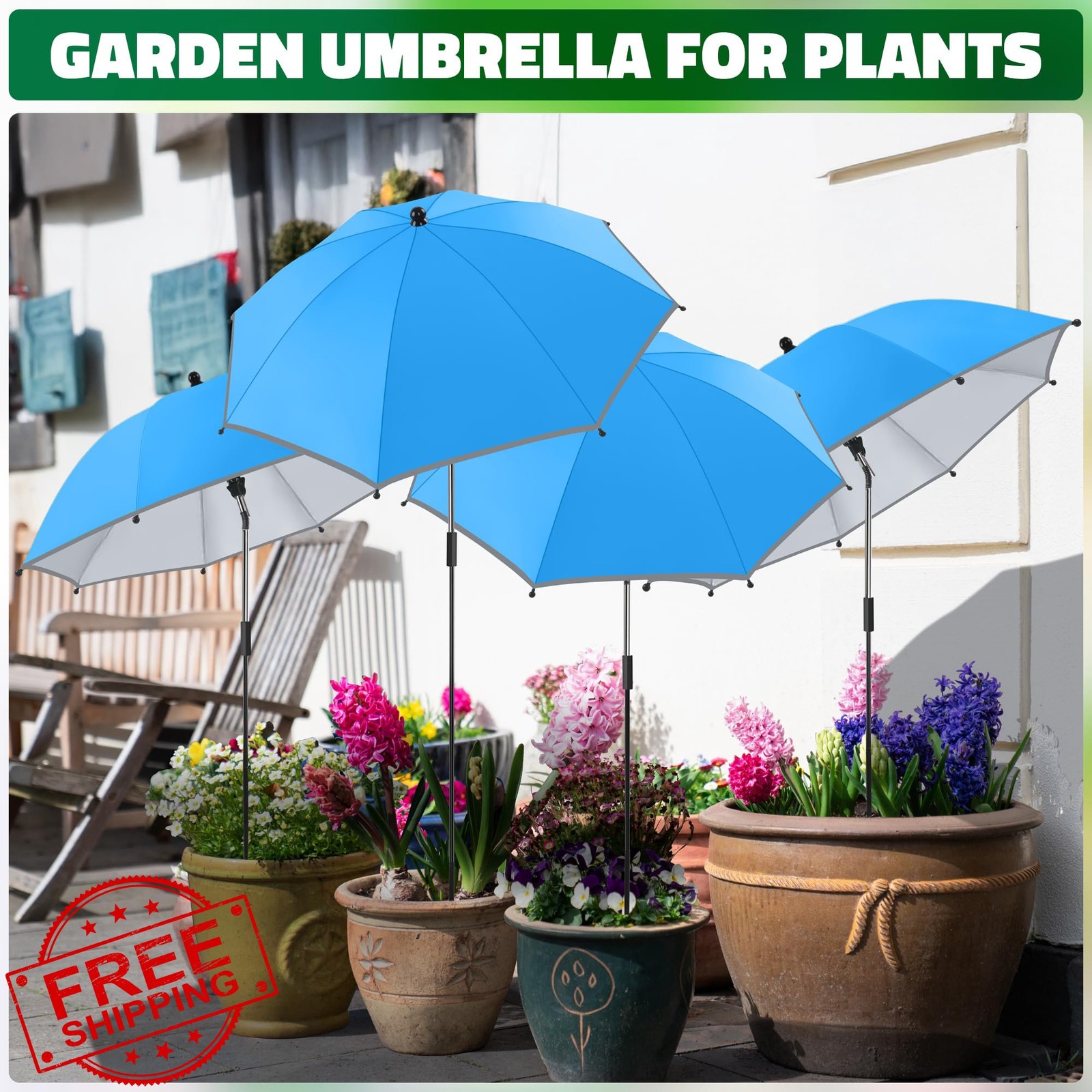 NBtoUS Plant Umbrellas 4 Pack Blue