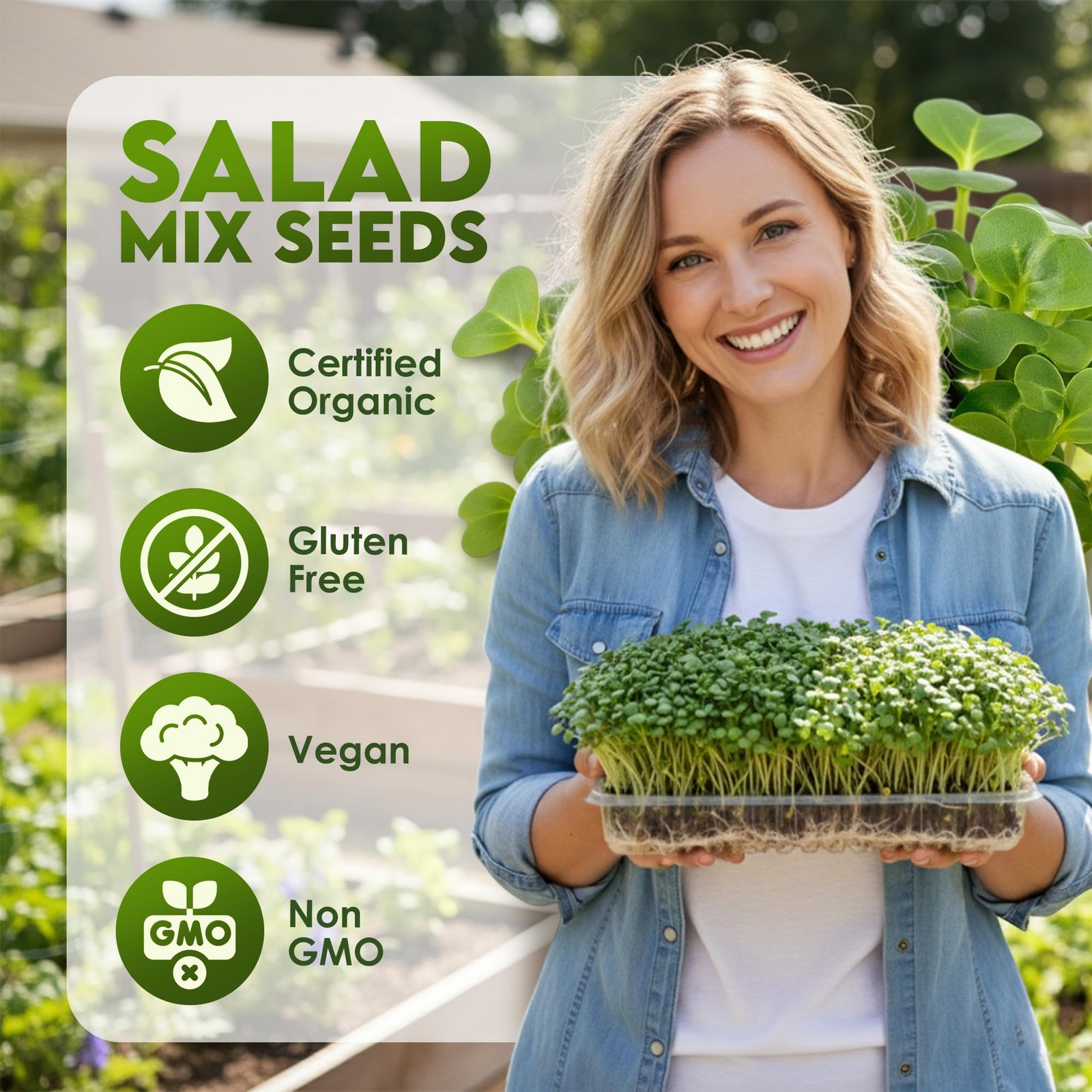 Organic Microgreen Seed Mix – 1lb Non-GMO Broccoli Alfalfa Radish