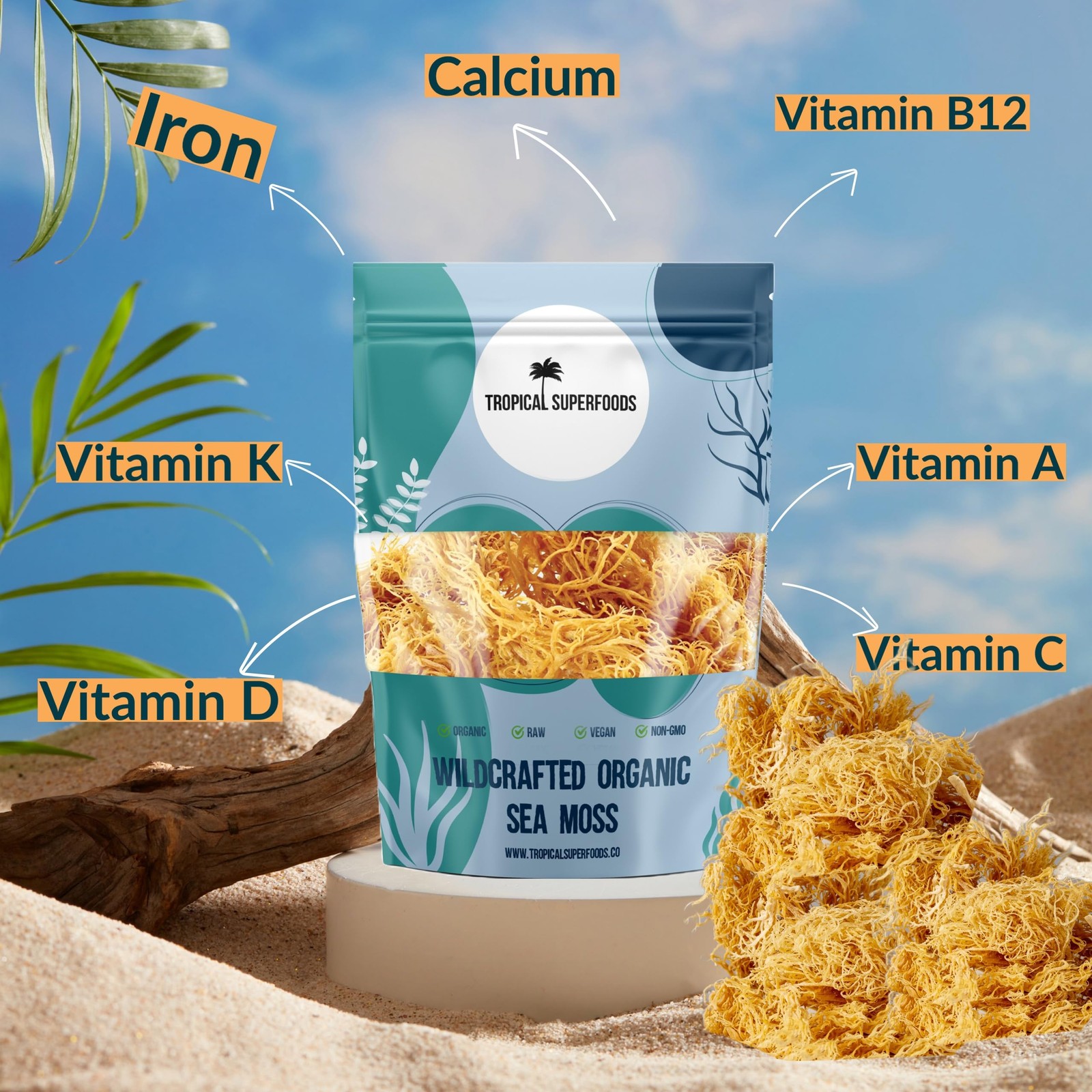 Tropical Superfoods 100% Wildcrafted Sea Moss Raw 4 oz | 4 Ounce (Pack of 1)