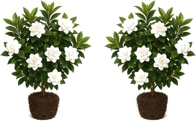 2-Pack Jasmine Gardenia August Beauty Live Plant – Shrub, Outdoor, Partial Sun
