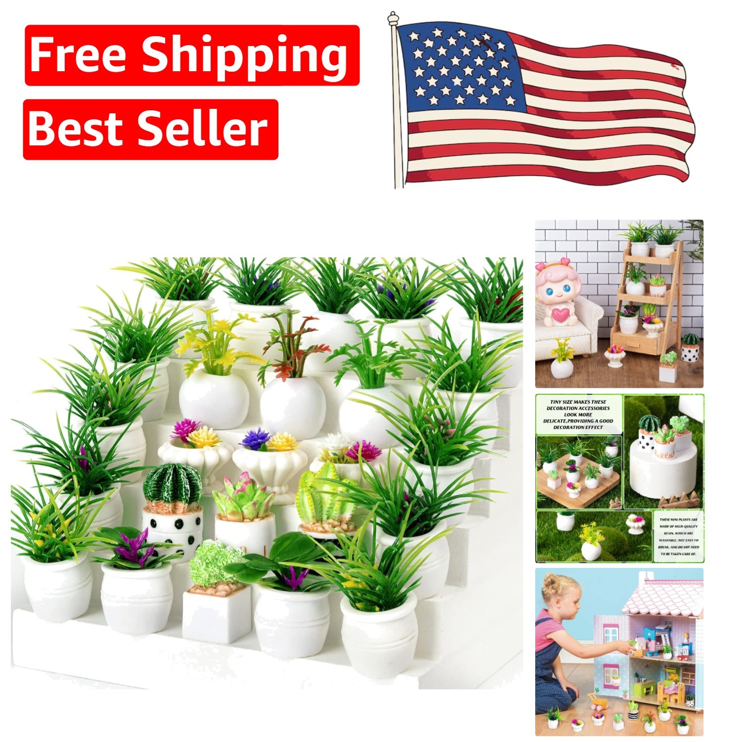 26Pcs Resin Miniature Potted Plants for 1:12 Dollhouse Décor – Vibrant Gift