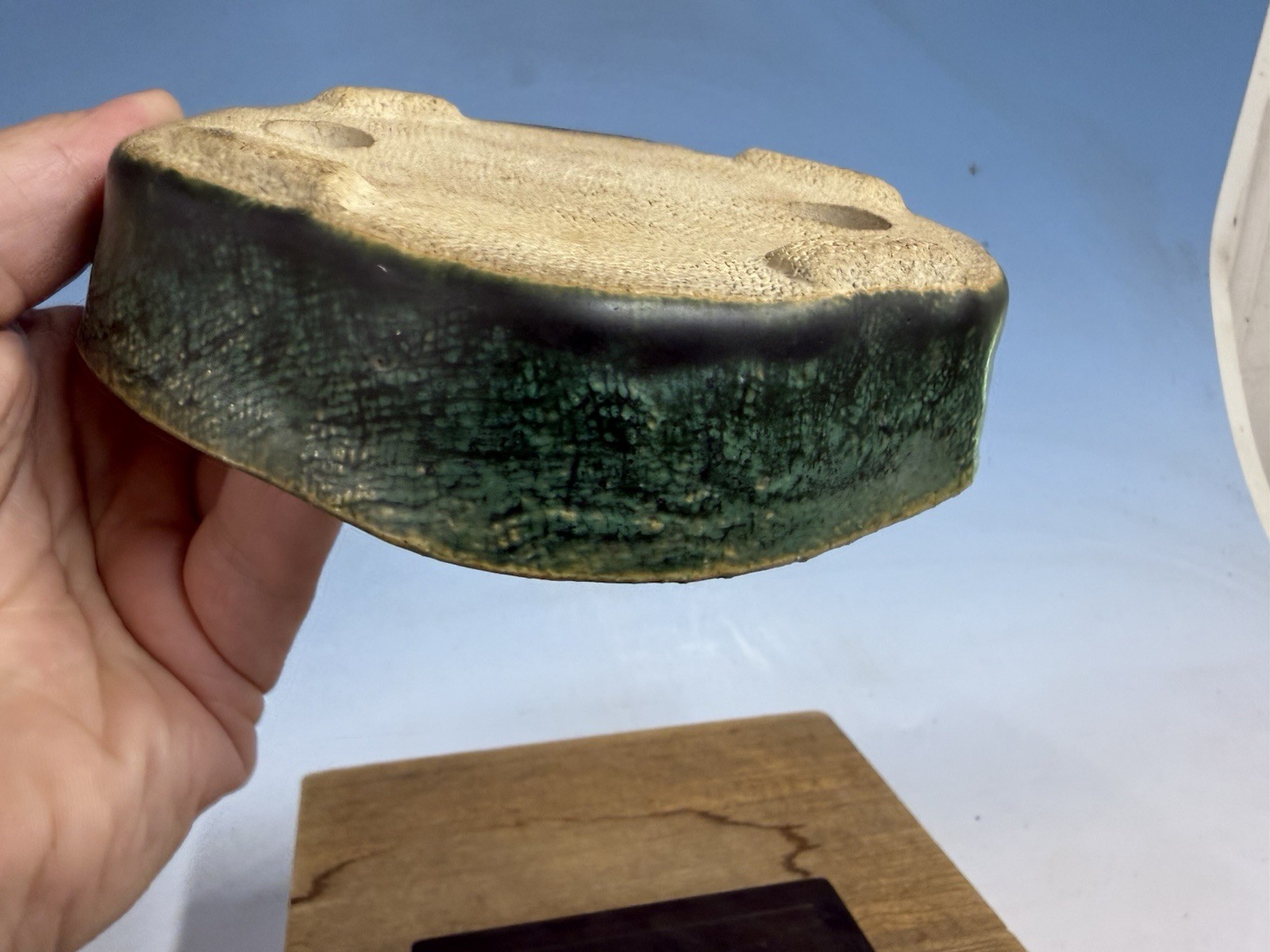 Japanese Unknown Maker Shohin Bonsai Tree Pot 6 1/4” Green Glazed