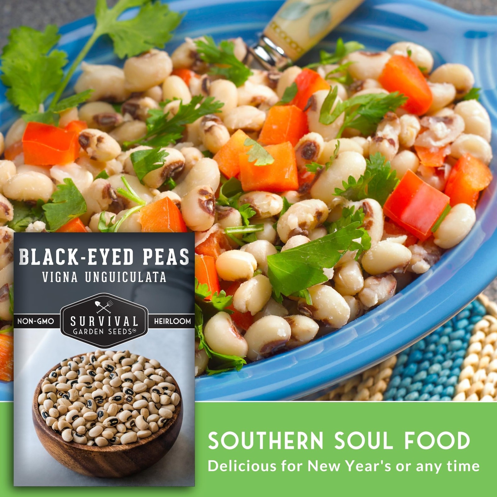 Black Eyed Pea Seeds for Planting – Heirloom Non-GMO Cowpea Variety – cream