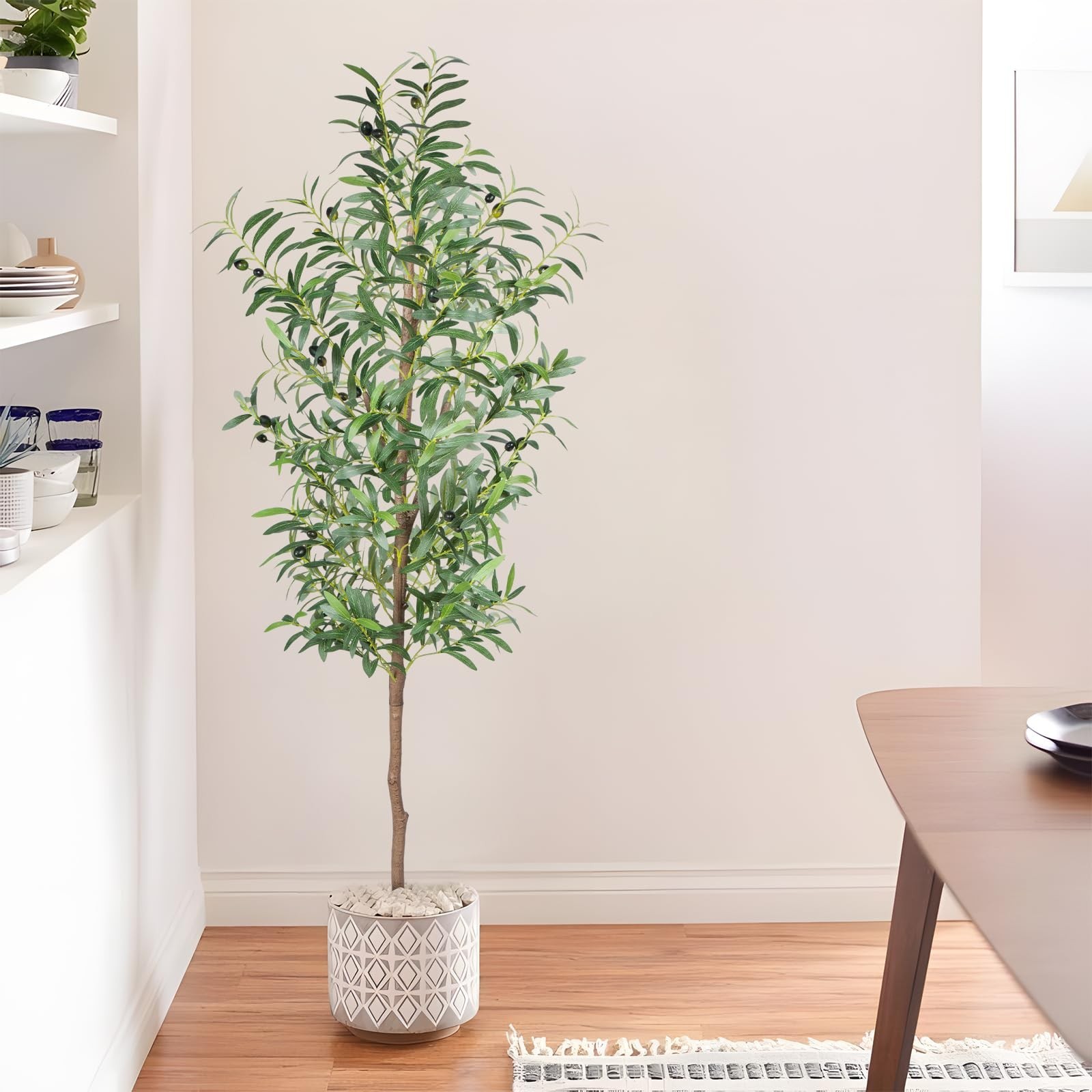 Fake Olive Tree, 5FT 2Pack Tall Plants Olive Trees 60in Silk Plant with Trunk…