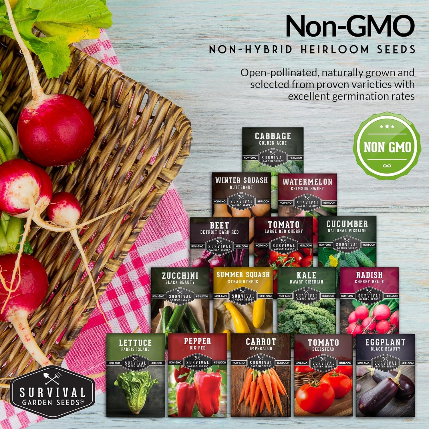 Survival Garden Seeds Vegetable Collection Seed Vault – Multicolor