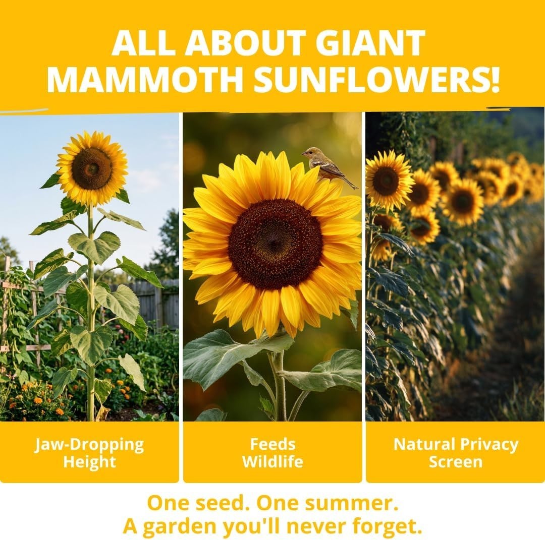 Mammoth Sunflower Seeds 520+ Giant for Planting Bulk Packet Heirloom HOME GROWN