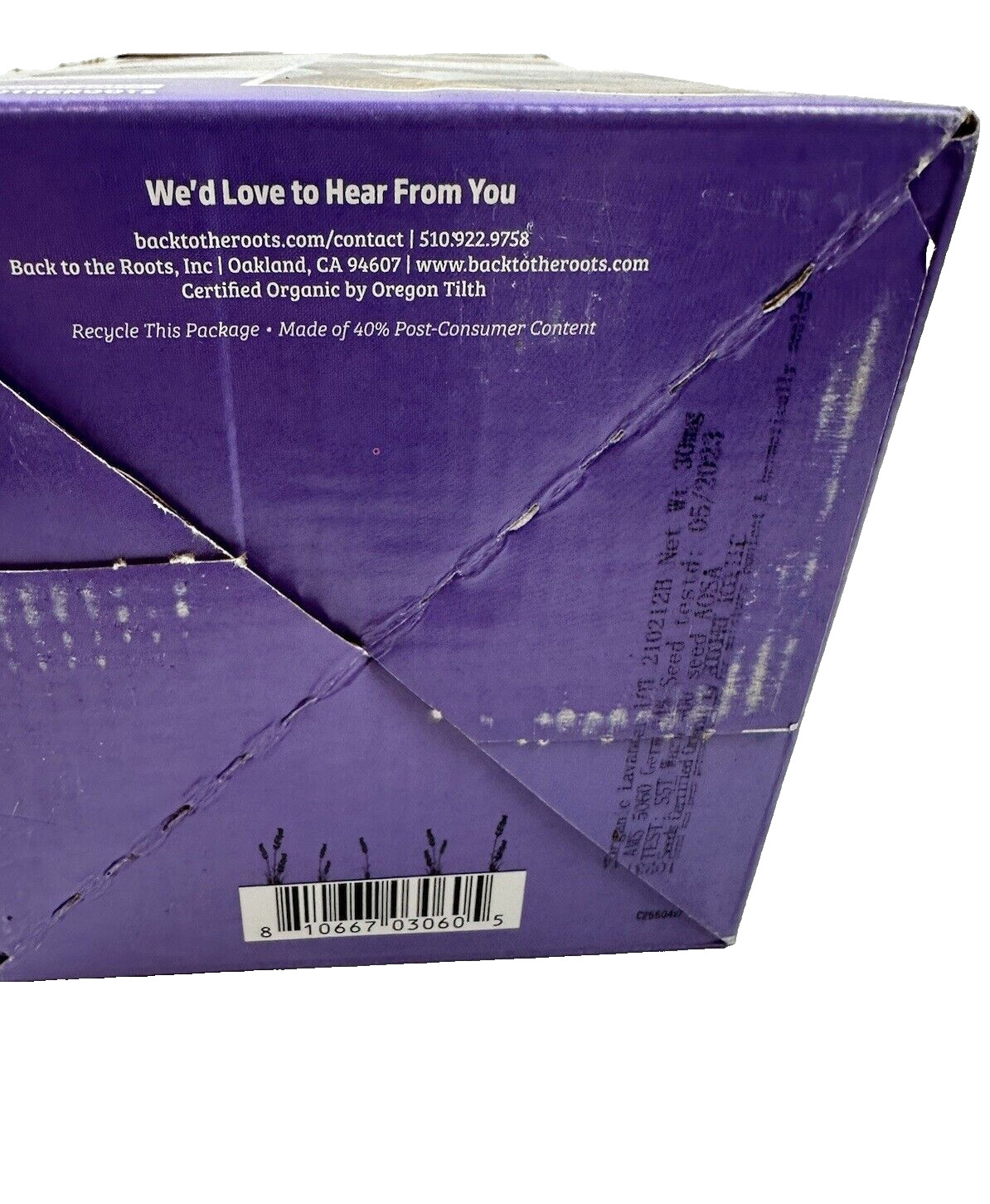 Back To The Roots Organic Lavender Windowsill Grow Kit NEW IN BOX All Included