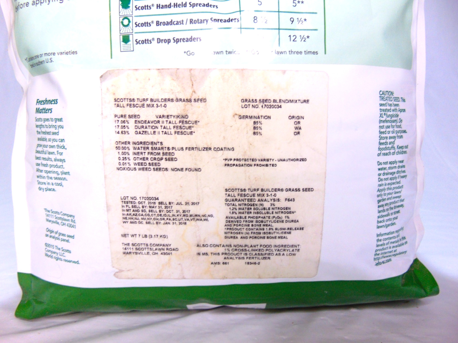 Scotts Turf Builder Grass Seed Tall Fescue Mix 7 lb Watersmart Plus