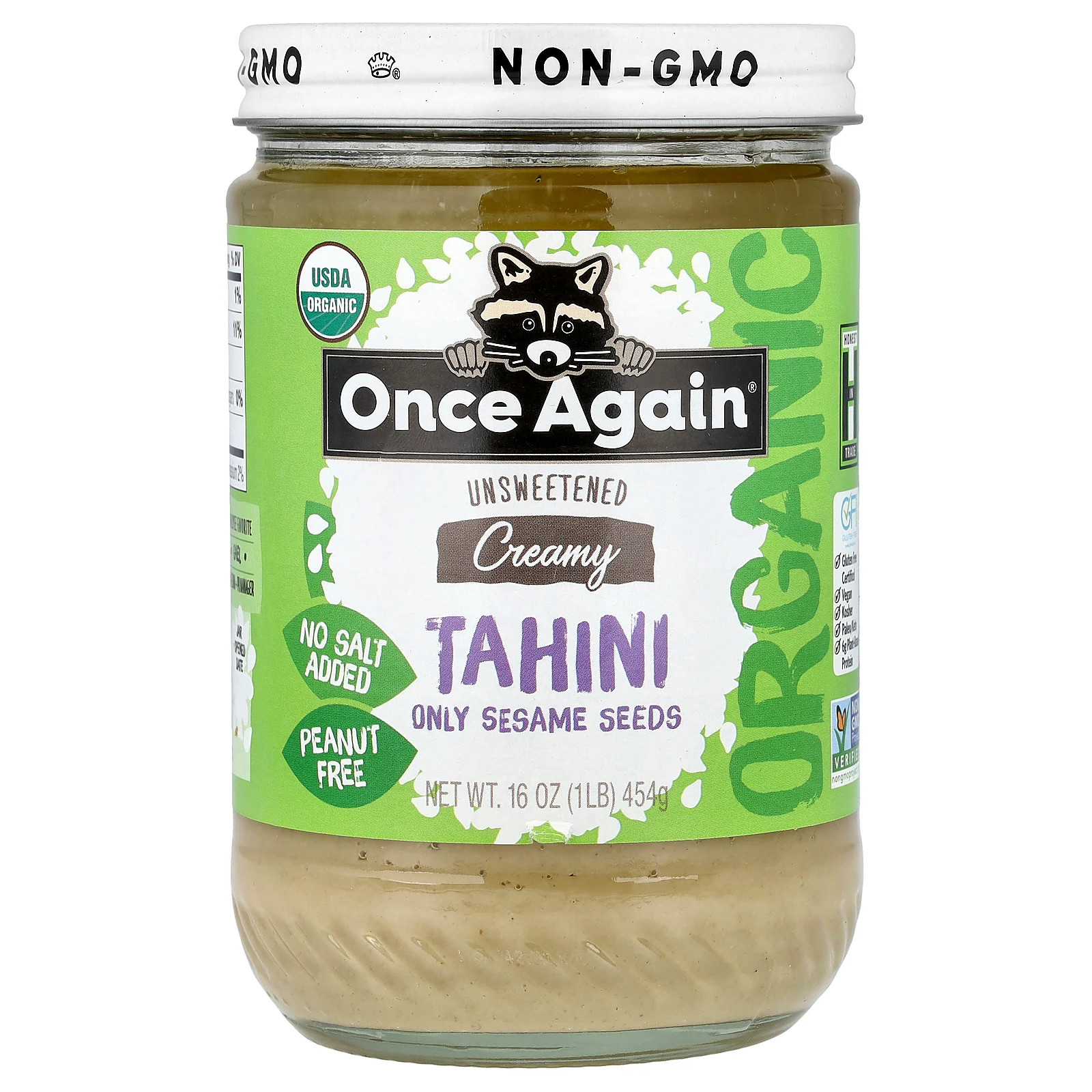 Tahini, Only Sesame Seeds, Creamy, Unsweetened, 16 oz (454 g)
