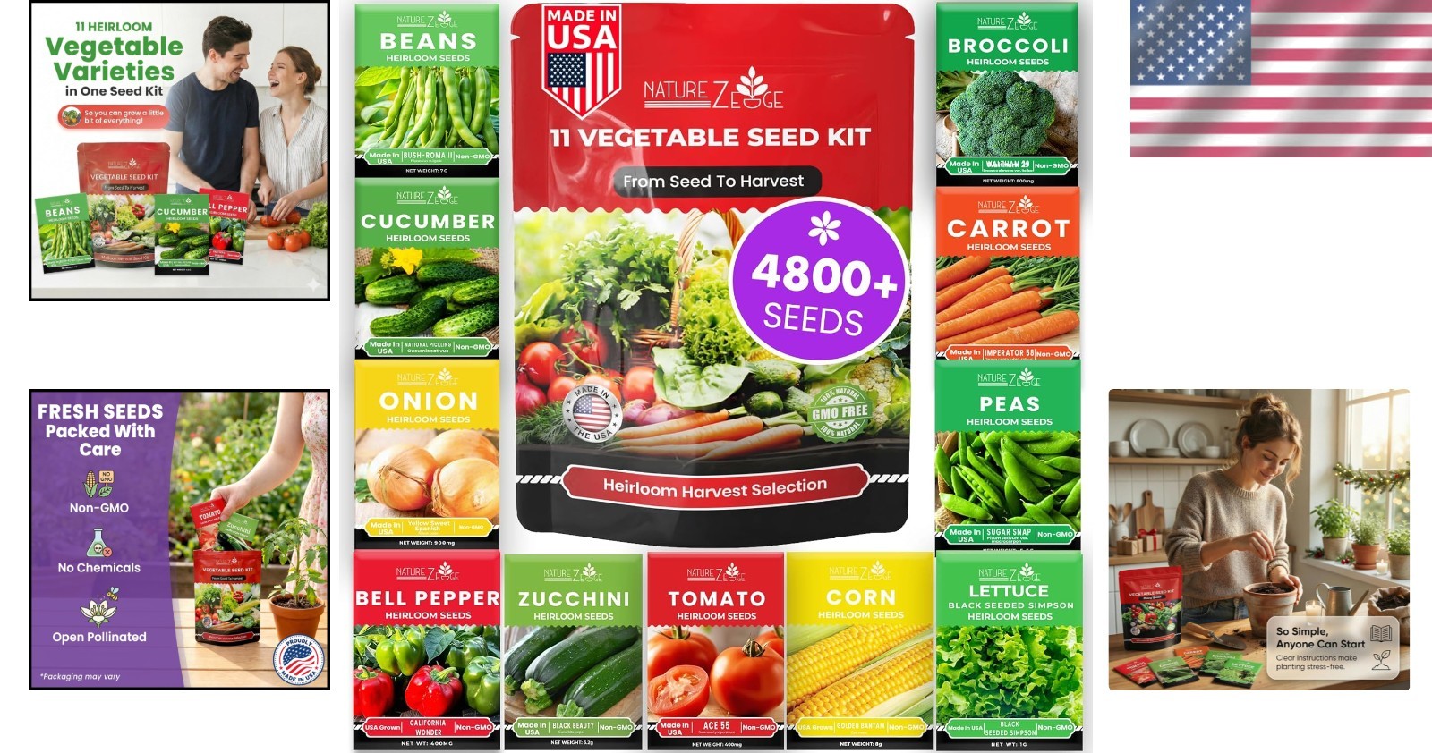 11 Heirloom Seeds Variety Pack for Vegetable Gardening – Non-GMO & High Yield
