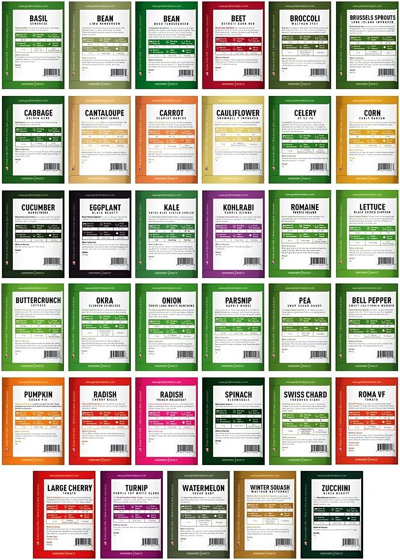 Heirloom Vegetable Seed Kit 35 Varieties 16000+ Non GMO Seeds Survival Garden