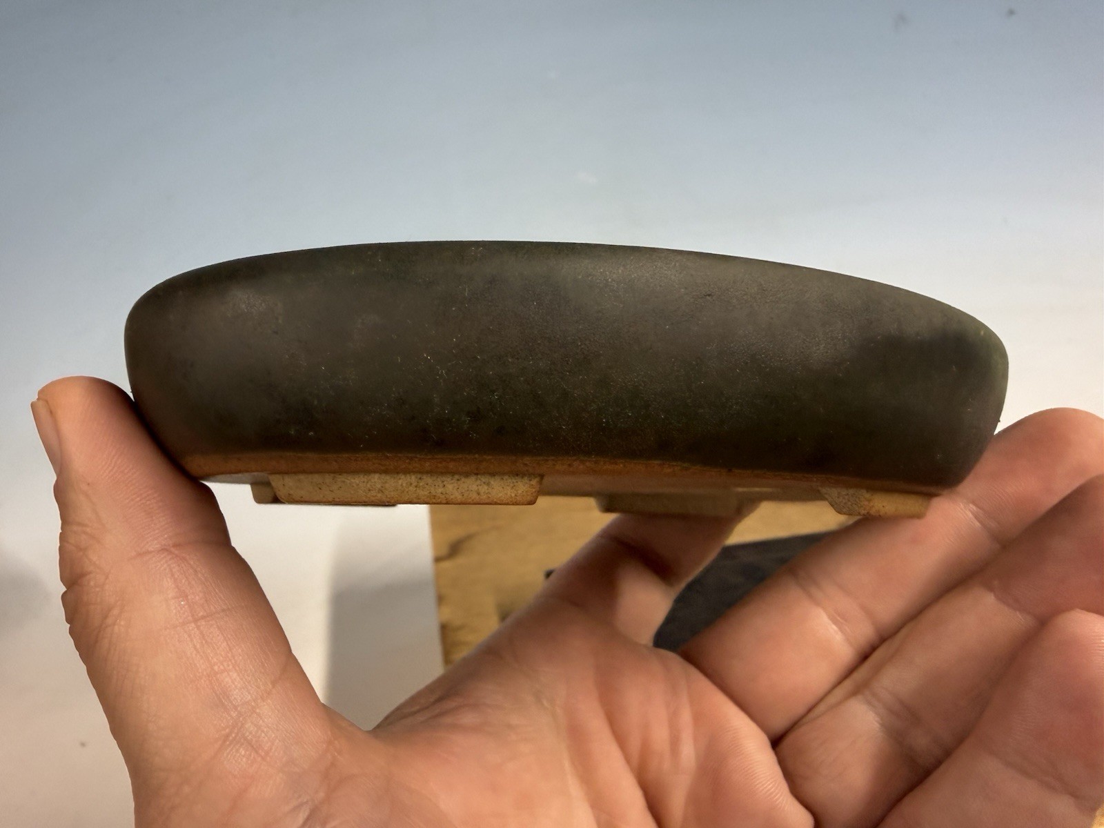 Japanese Unknown Maker Shohin Bonsai Tree Pot 5 5/8” Unique Glaze Color