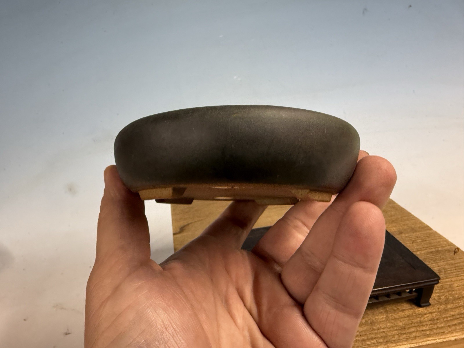 Japanese Unknown Maker Shohin Bonsai Tree Pot 5 5/8” Unique Glaze Color