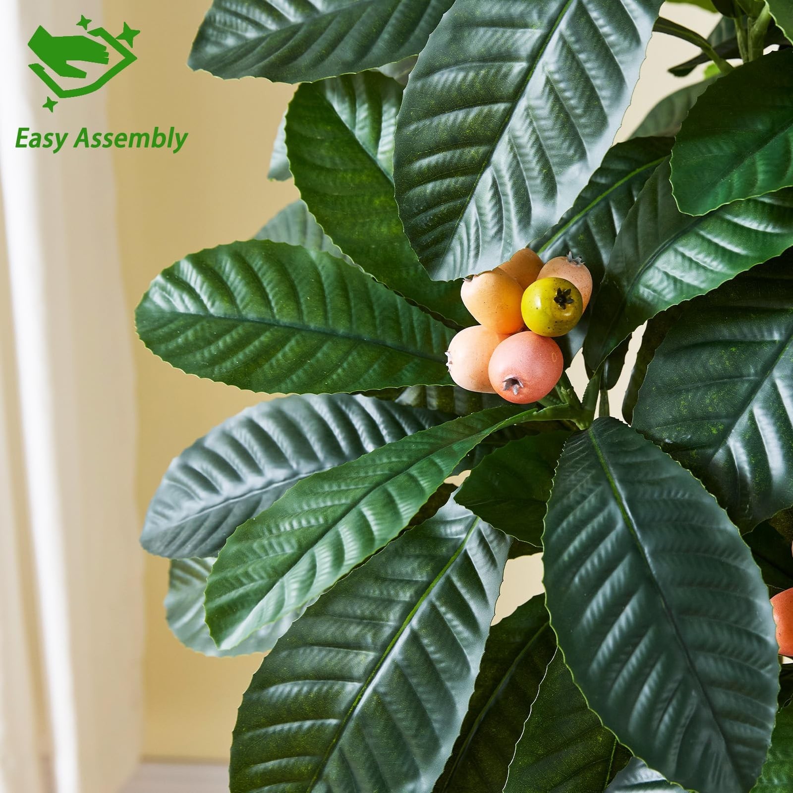 Artificial Loquat Tree 5FT Japanese Medlar Tropical Fruiting Plant Tall Artif…
