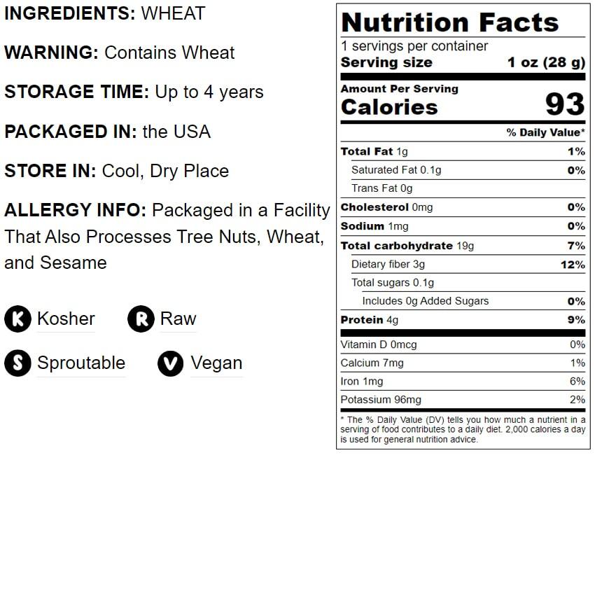 Wheat Berries – Sproutable, Kosher, Raw – by Food To Live