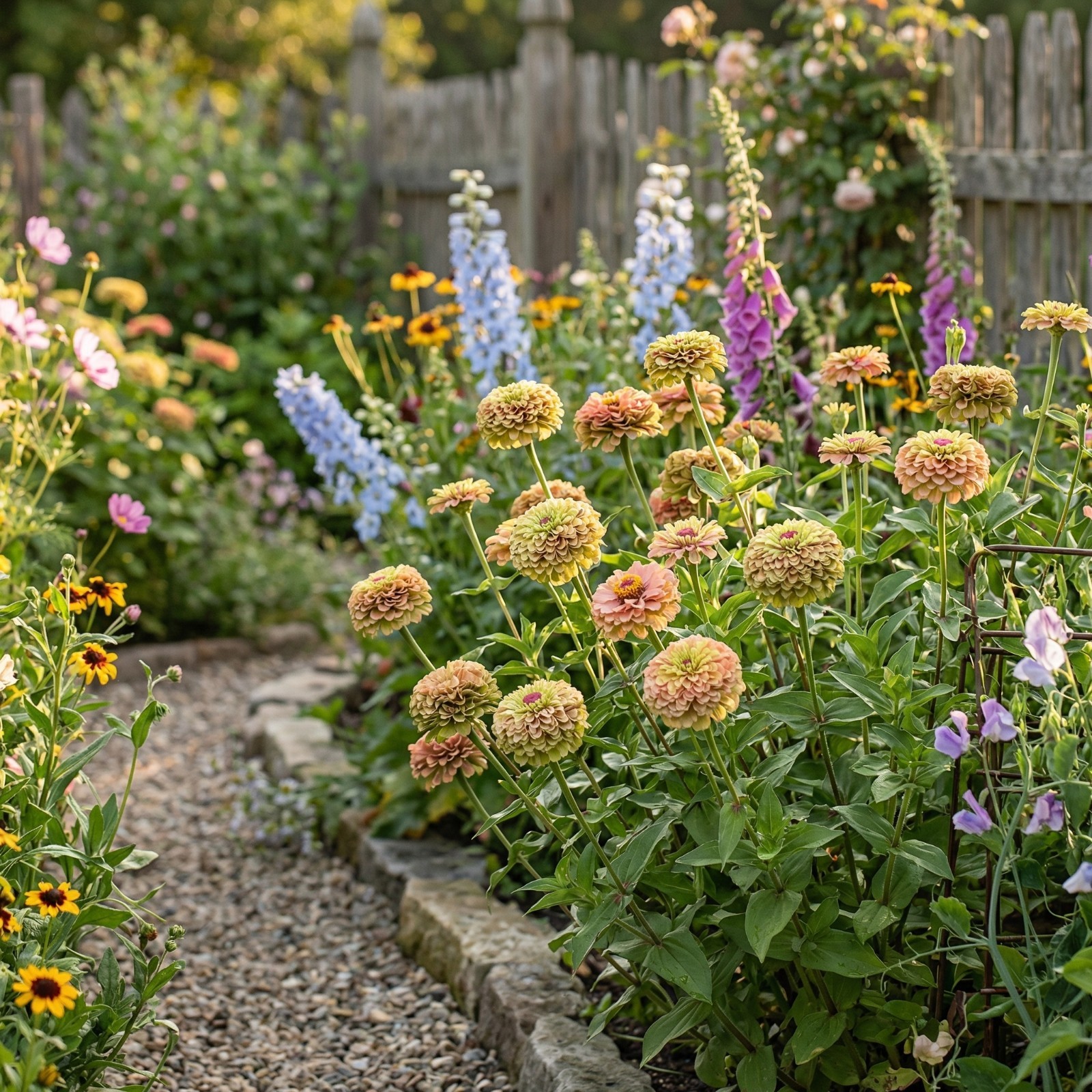 Zinnia QUEENY LIME with Blush Cut Flower Garden Elegant Blooms Heirloom 25 Seeds