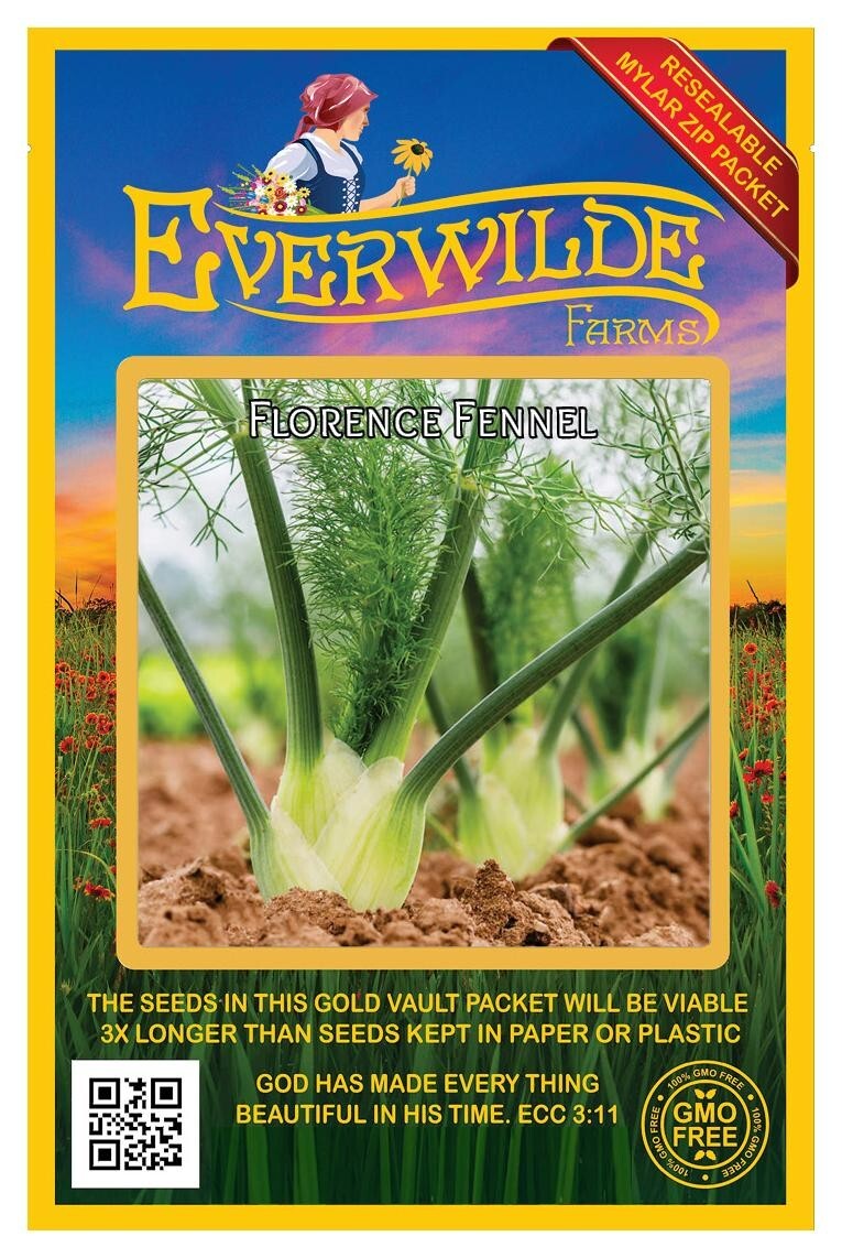 500 Florence Fennel Herb Seeds – Everwilde Farms Mylar Seed Packet