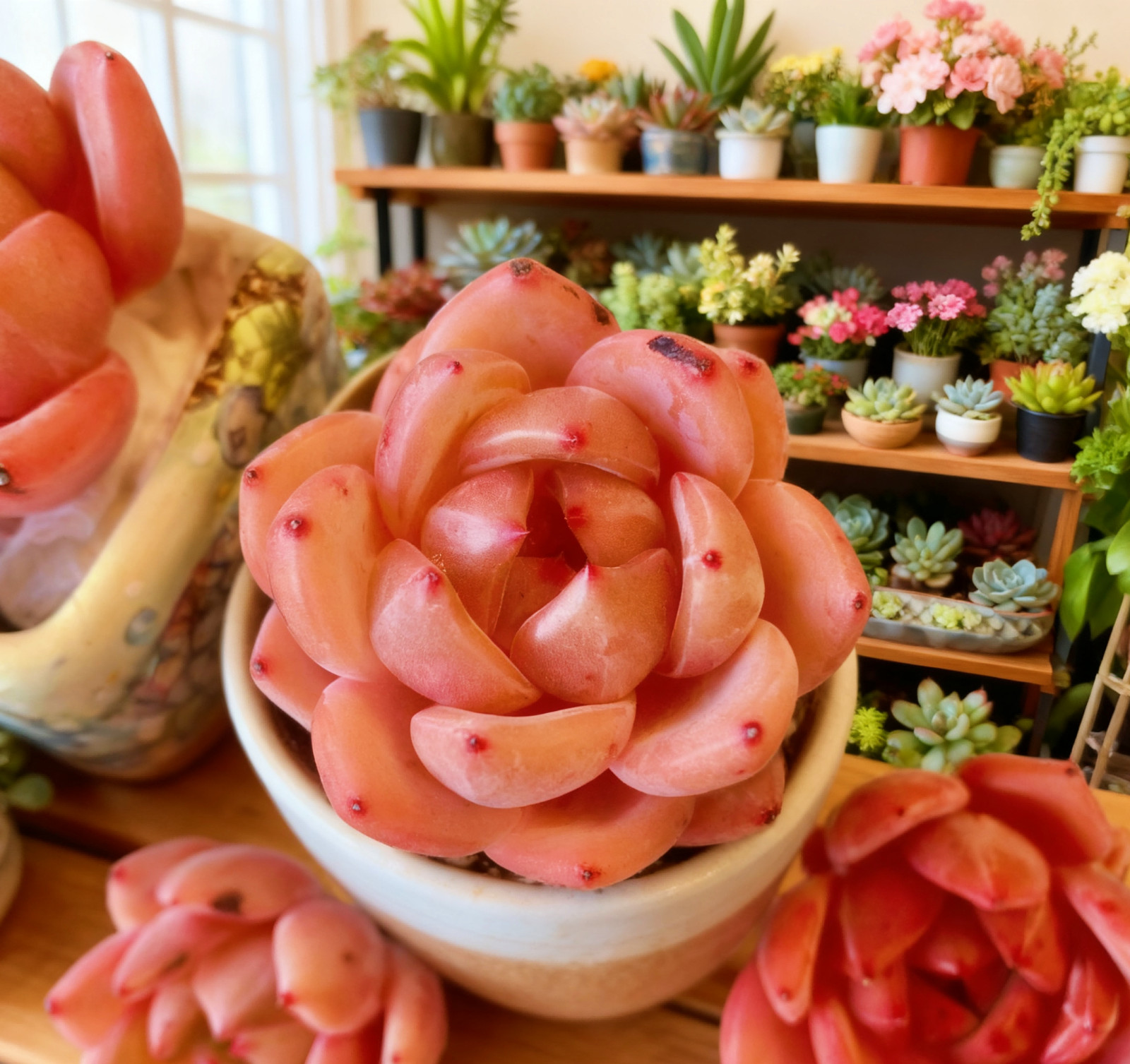 Echeveria Red Wine Champagne Succulents Plants Live, Bare root without soil pot,