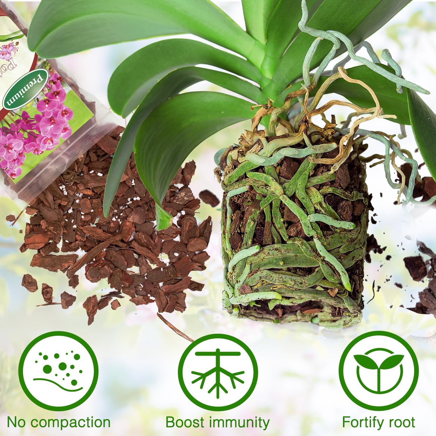 Orchid Bark Potting Mix,Premium Mix 1 Quart