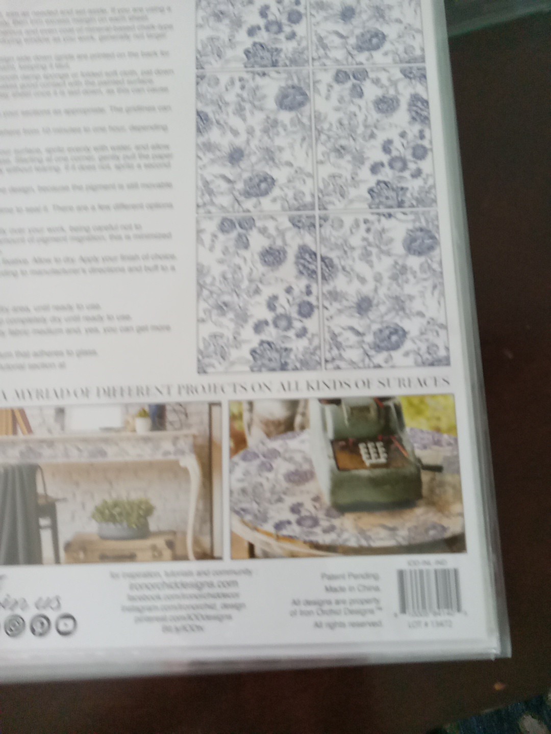 Iron Orchid Paint Inlay Indigo Floral