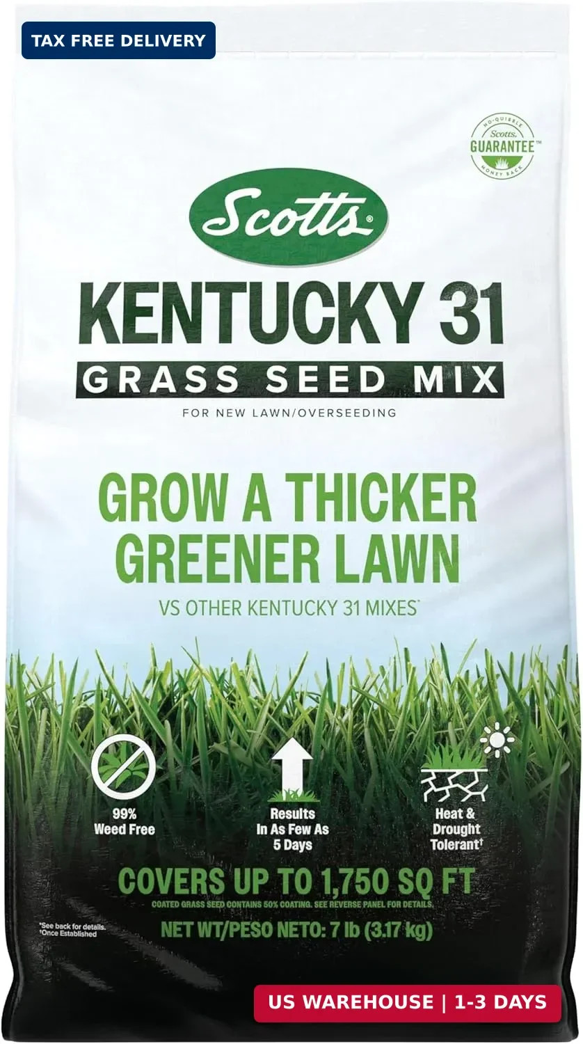 Scotts Kentucky 31 Grass Seed Mix for New Lawns or Overseeding, Grows Thicker an