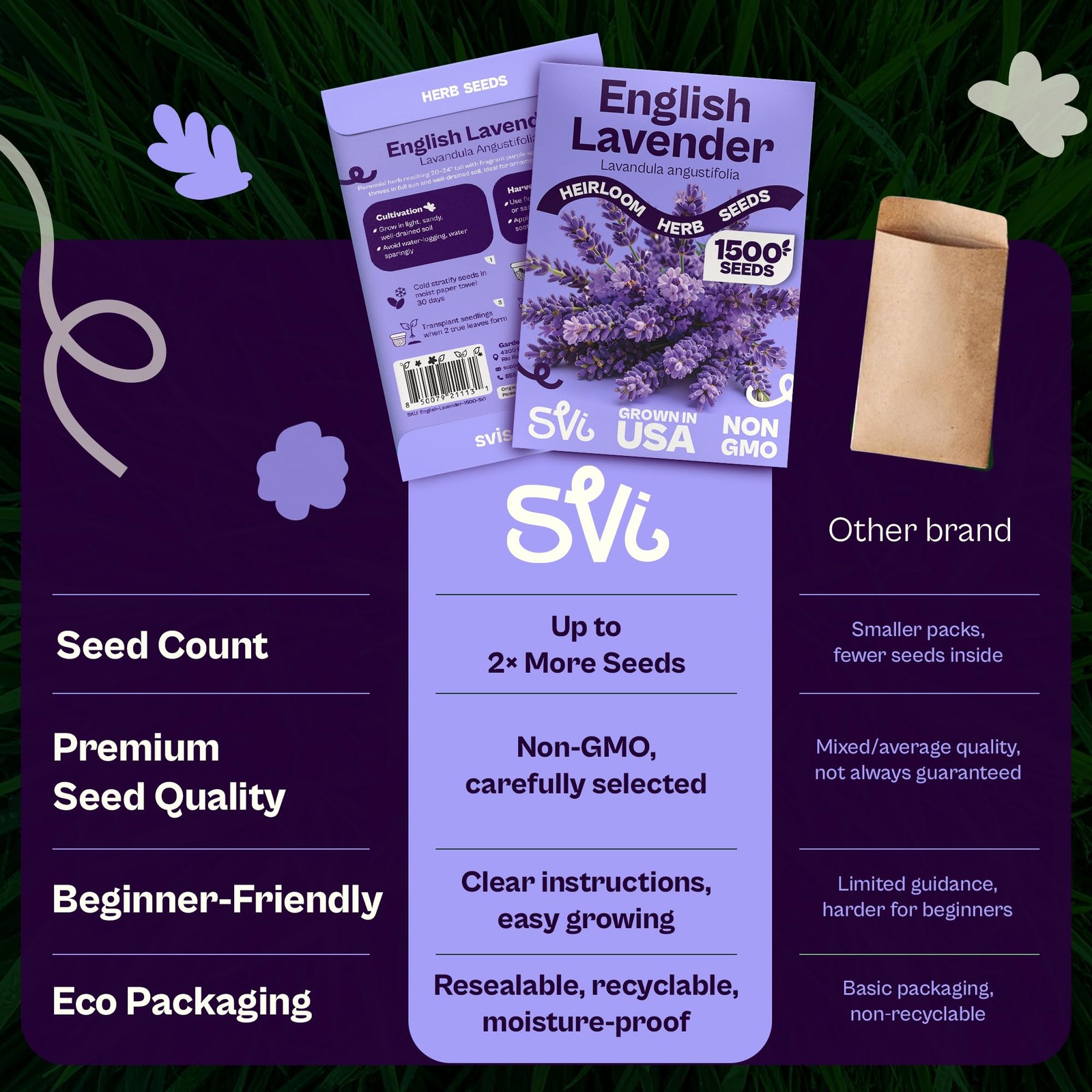 SVI 1500 English Lavender Seeds for Planting (Lavandula angustifolia) – Blue