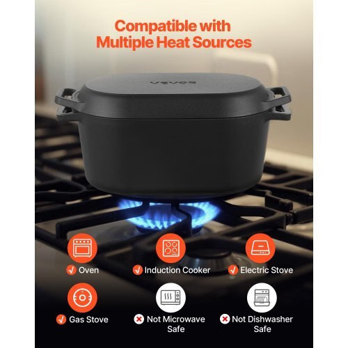 Enameled Cast Iron Dutch Oven, 3.5 Quart Pot with Lid and Dual Handles, Heavy-Du