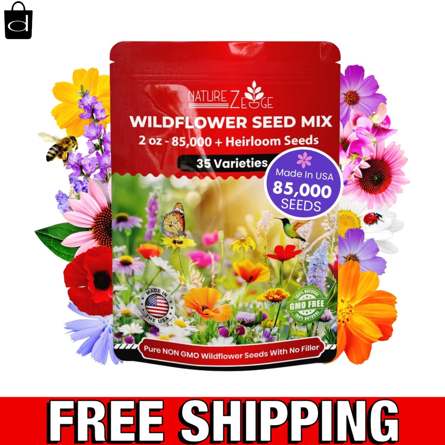 85,000 Wildflower Seeds, 35 Varietiey Wild Flowers Bulk Flower Seeds, Mix of Ann