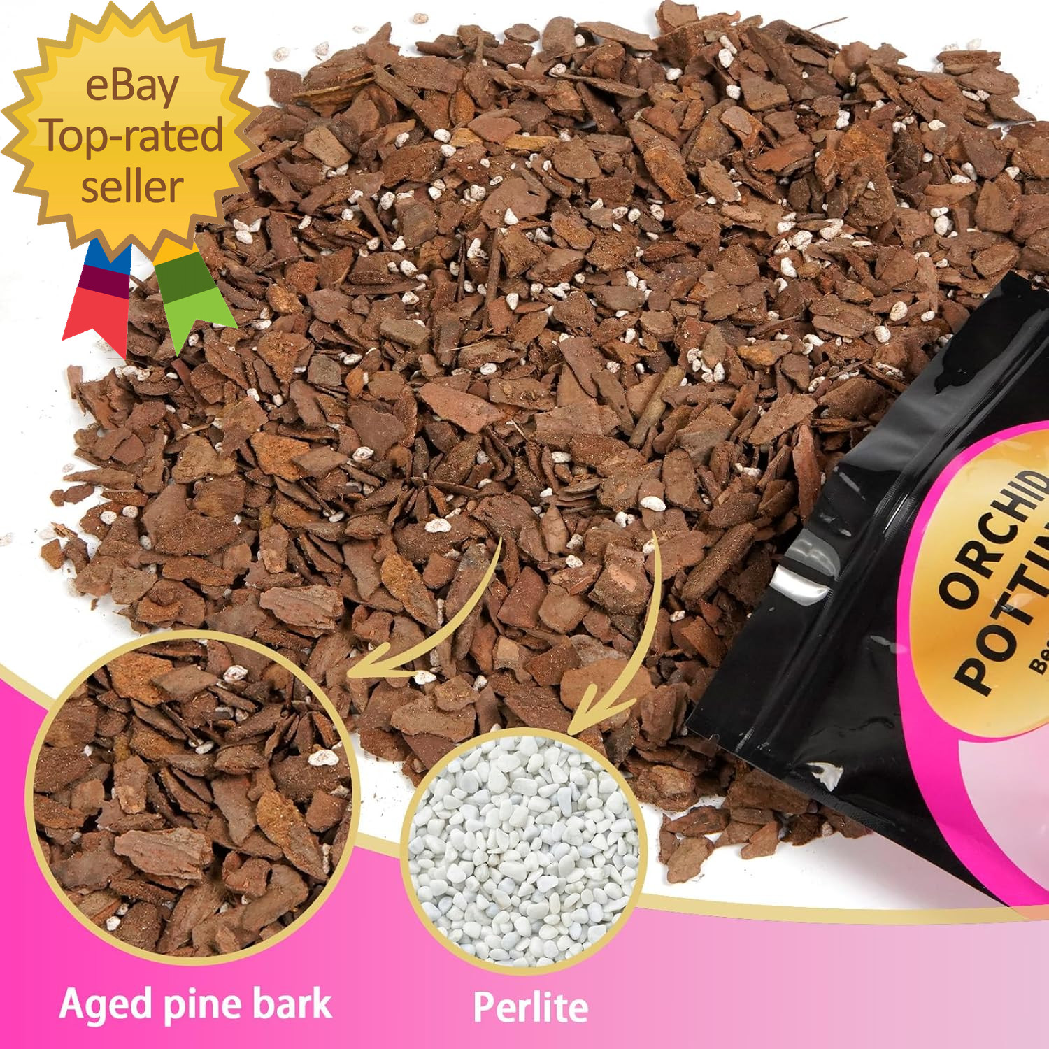 Orchid Potting Mix 1Qt Orchid Soil Composed of Orchid Bark and Perlit Premium Or