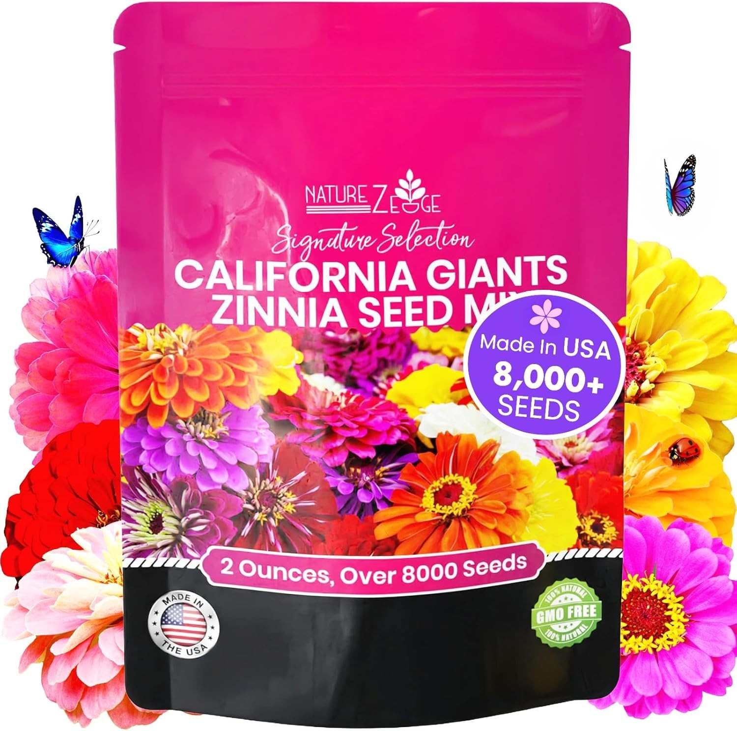 Bulk Zinnia Flower Seeds, 2 Oz Non-GMO Easy Grow Mix for Floral Arrangements