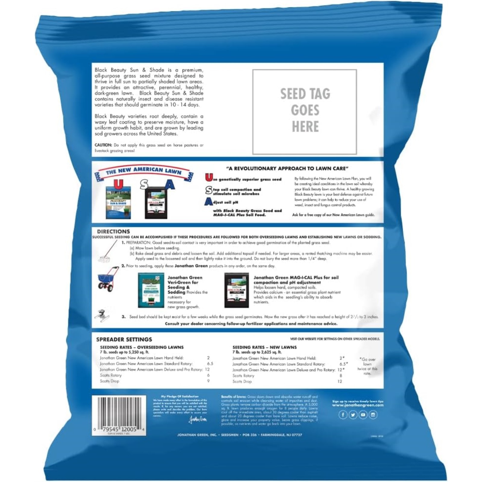 Jonathan Green (#12005) Black Beauty Sun & Shade Grass Seed, 7lb bags, 2 Pack