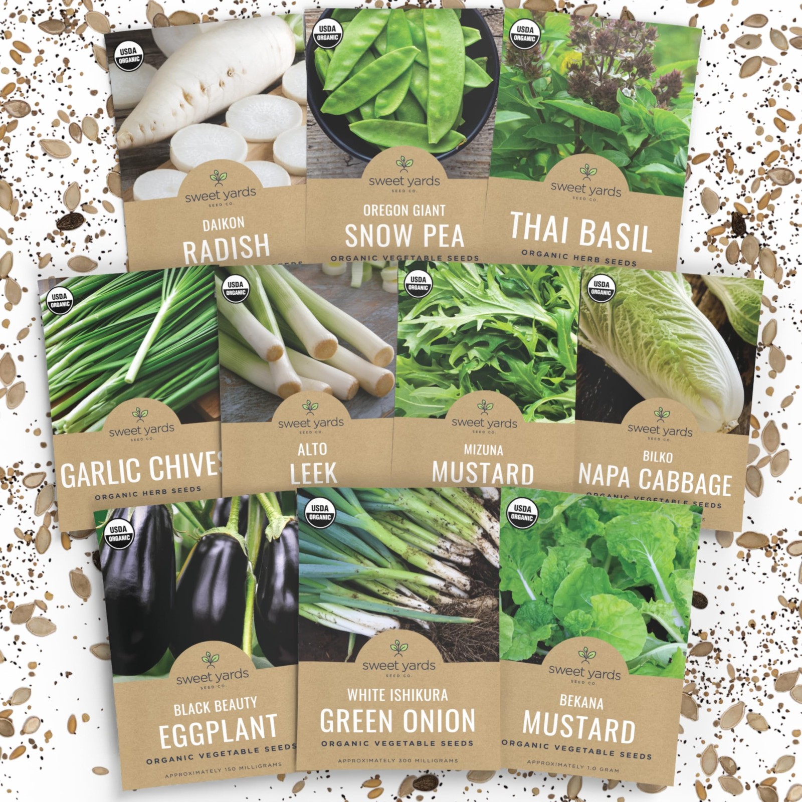 Organic Asian Garden Seeds Variety Pack – 10 Individual Packs – 2026 Season…