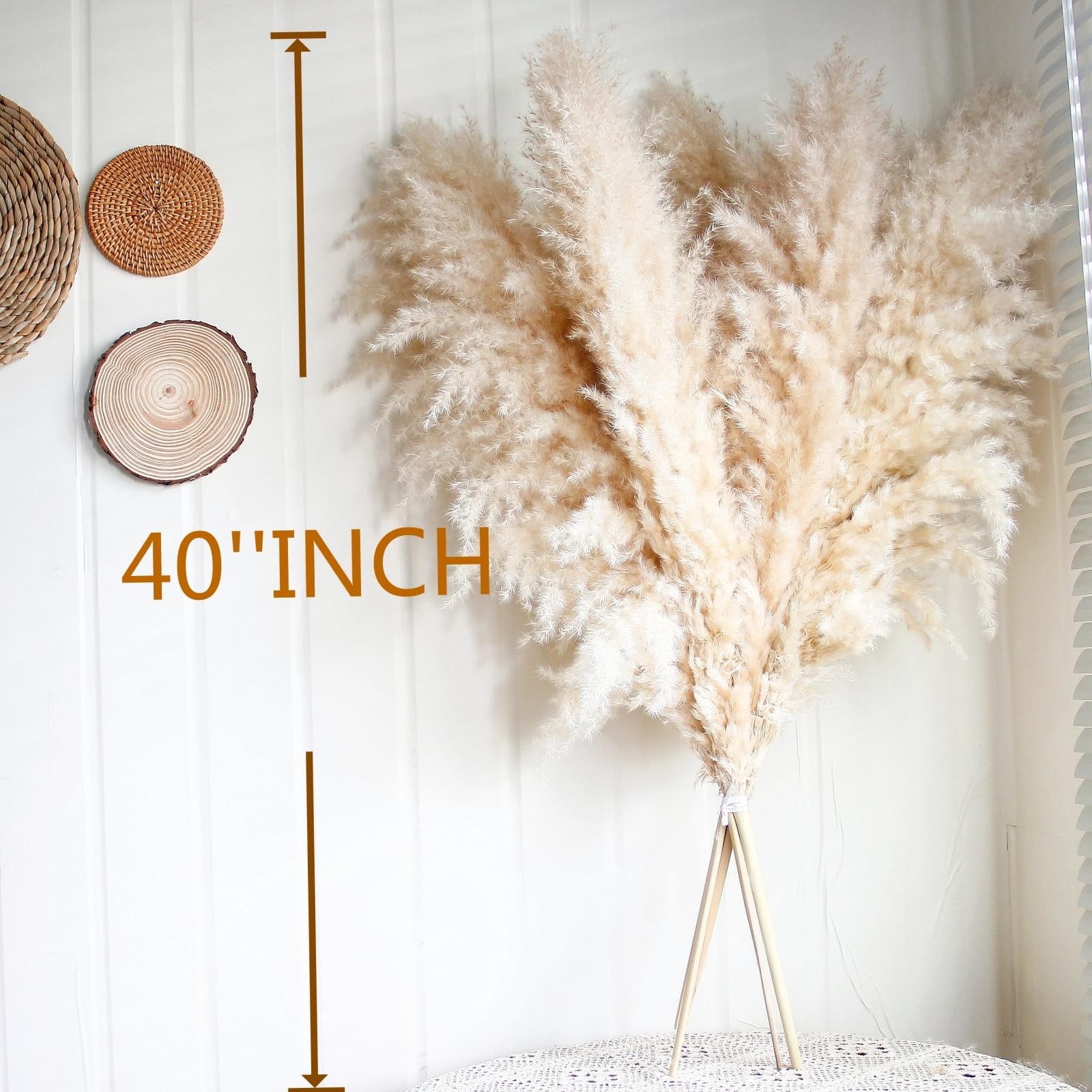 10pcs 40” Pampas Grass Tall Decor – Pompas Floral, pampas grass Brown