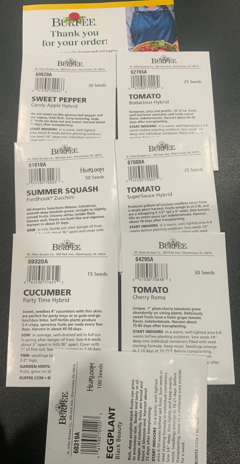 Burpee Brand Vegetable Seeds – mixed variety – sharing my extras see description