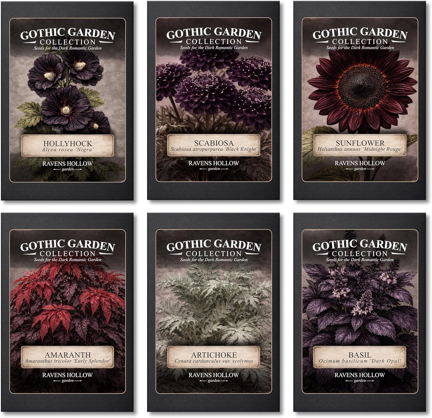Ravens Hollow Garden Gothic Garden Seed Collection, 6 Open-Pollinated Flower & F