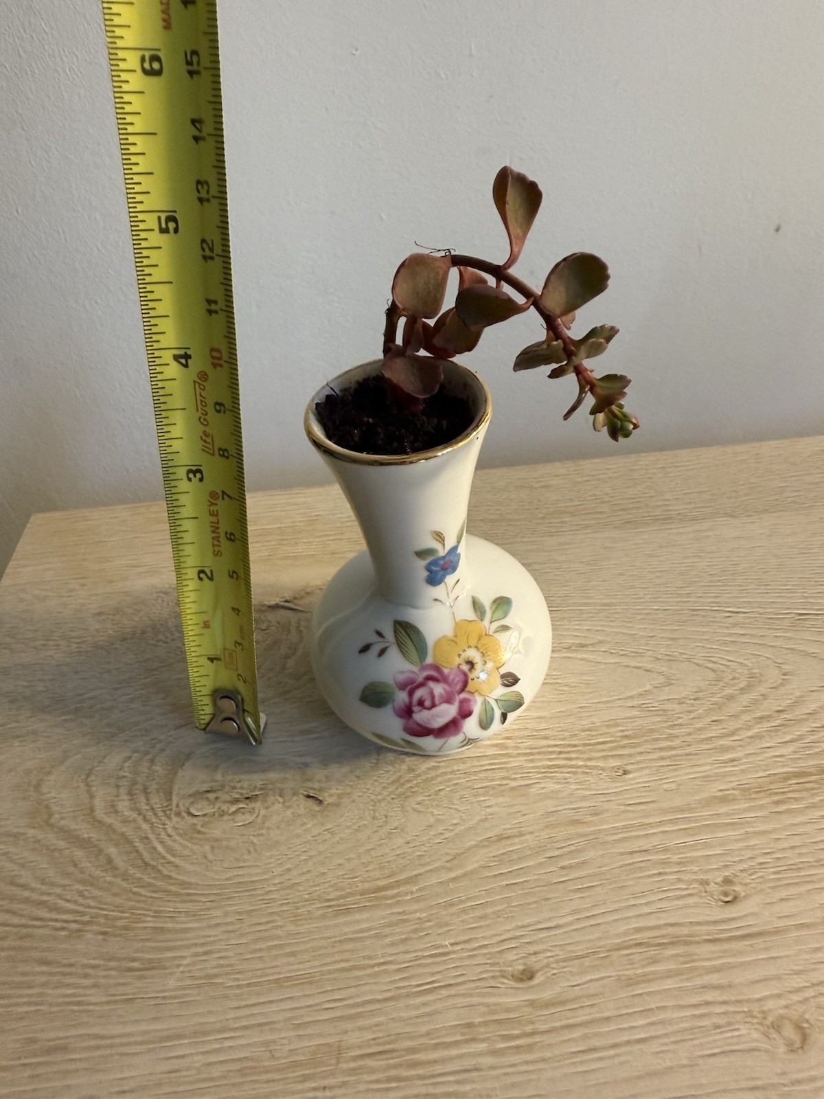 Floral White Ceramic Vase with Real Flower