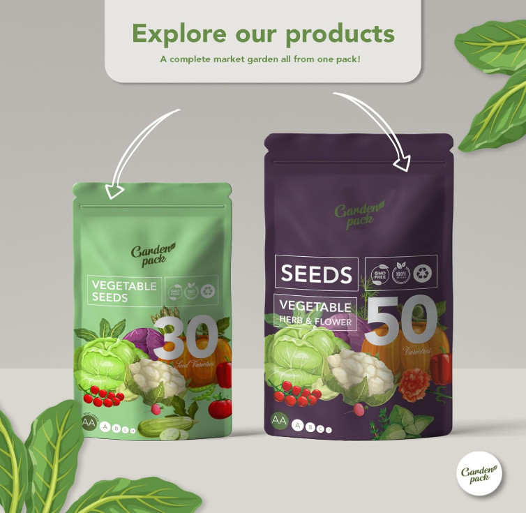Garden Seeds Pack – 50 Varieties of Herb, Flower & Vegetable, 25,000 Non-GMO