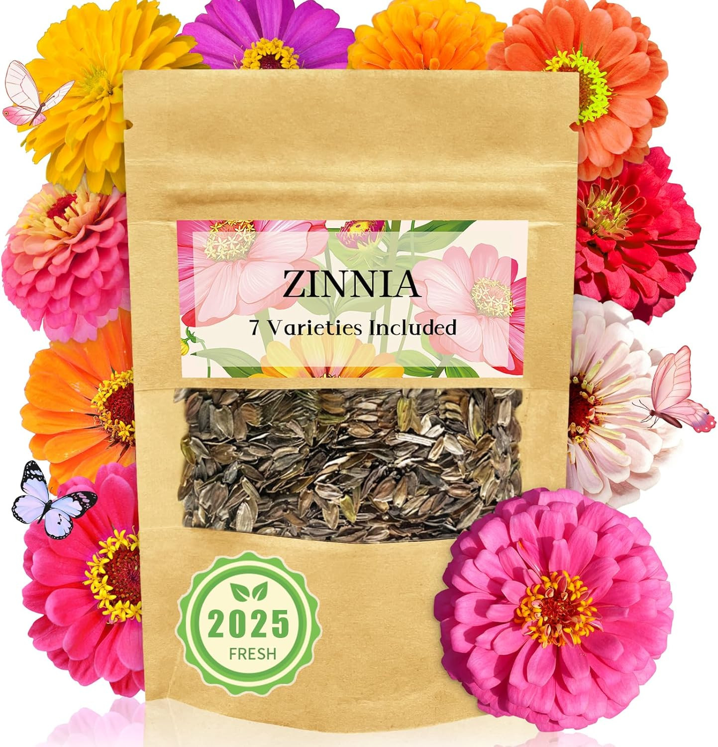 Zinnia Seeds Bulk 5,000+ – Giant Mixed Colors, Easy Grow Flowers for 2025