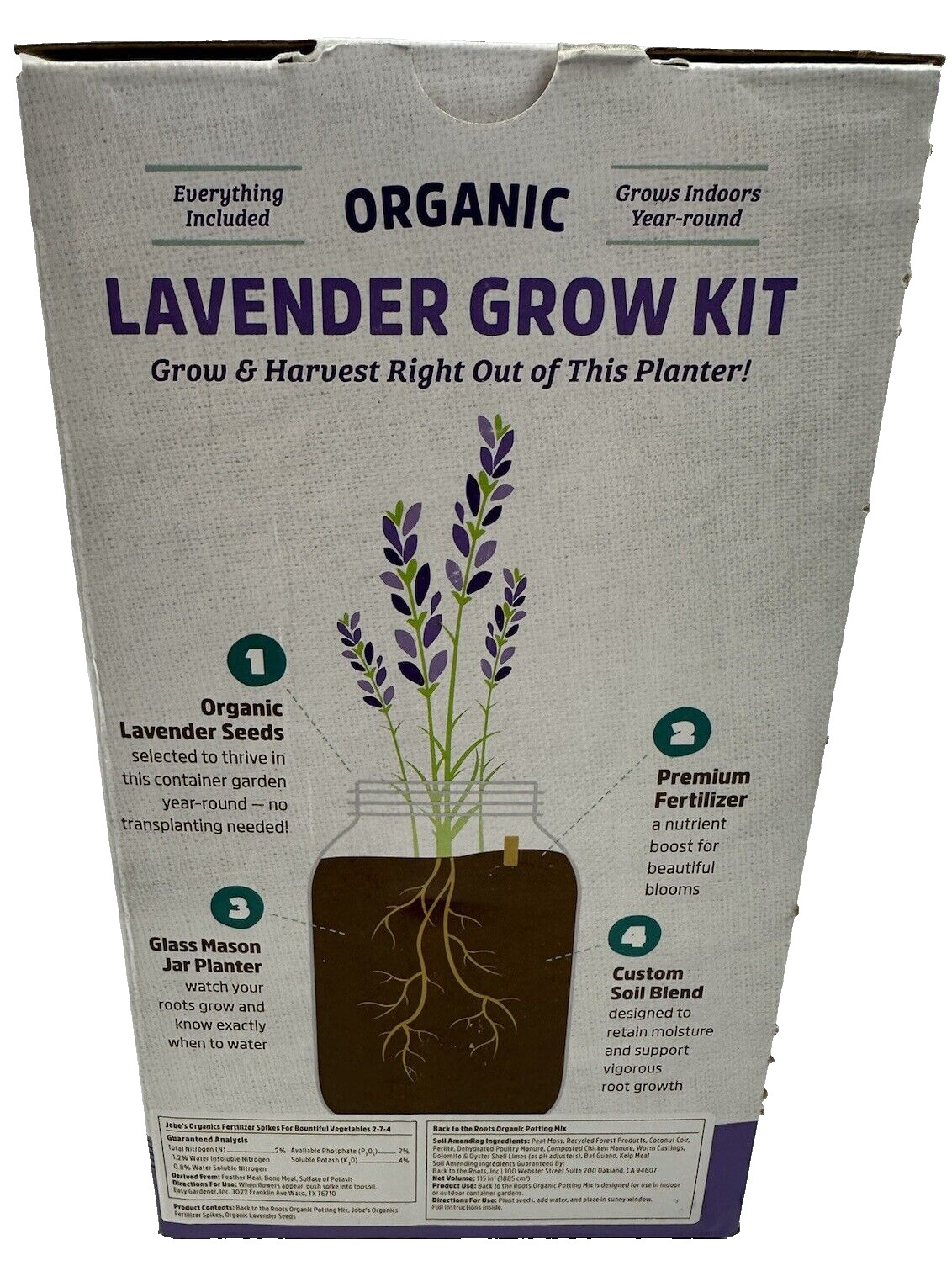 Back To The Roots Organic Lavender Windowsill Grow Kit NEW IN BOX All Included