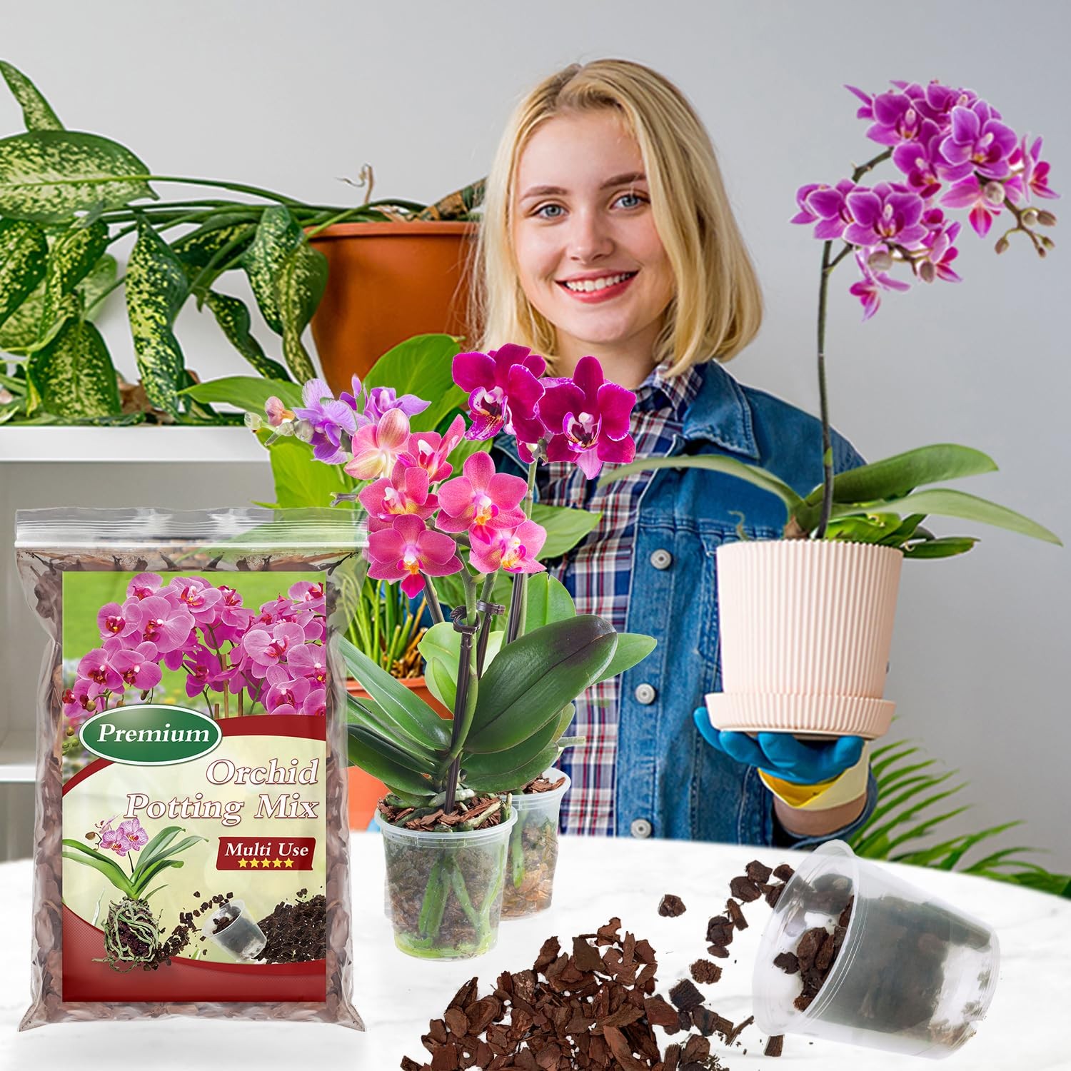 Orchid Bark Potting Mix,Premium Mix 1 Quart