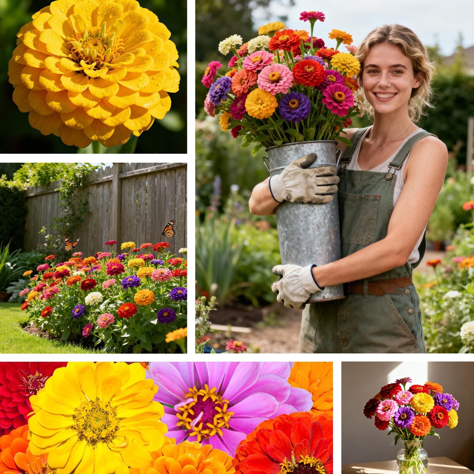 PLANTMEW 1000+ Zinnia Dahlia Seeds Flower 0.35 Ounce Pouch, Colorful