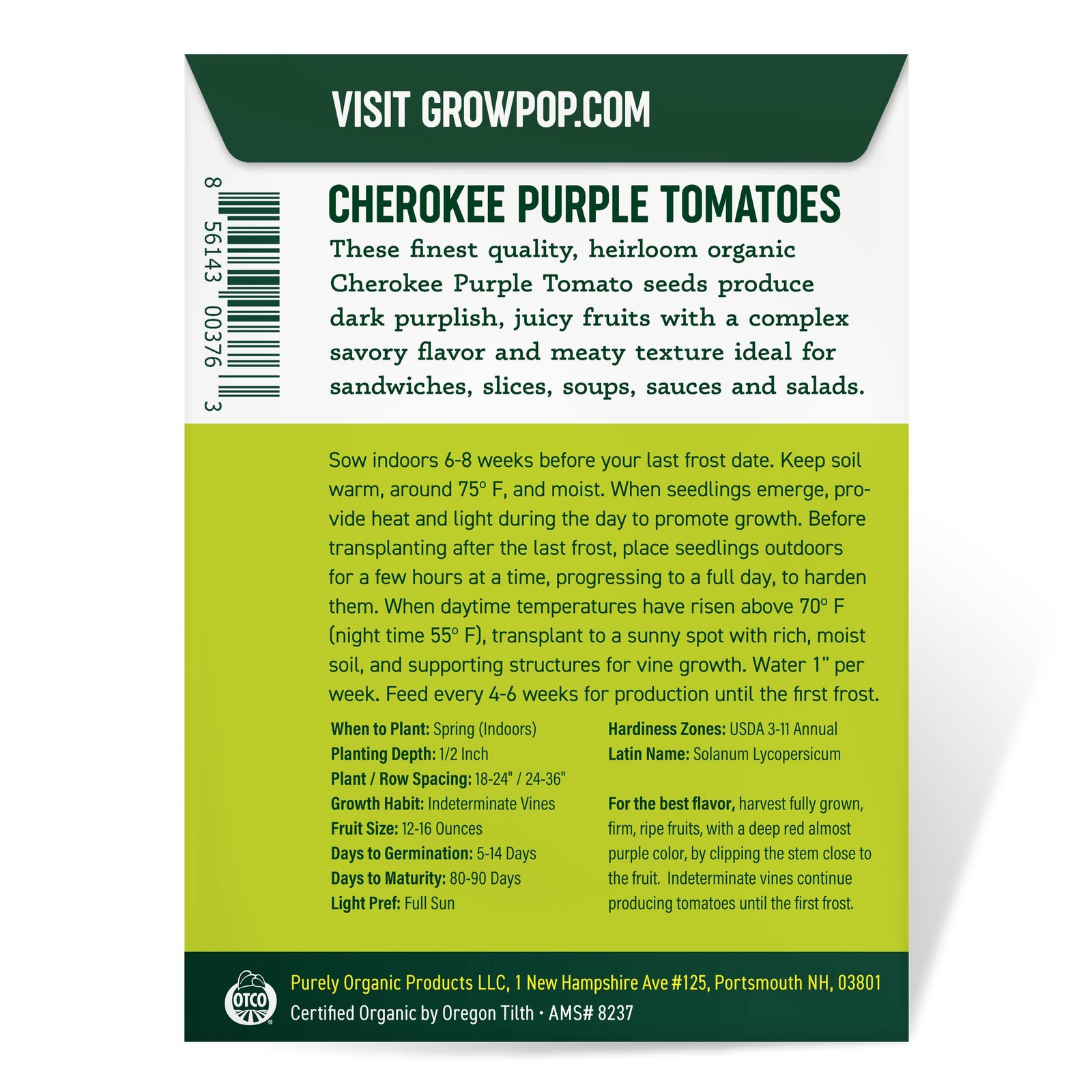 Purely Organic Tomato Seeds (Cherokee Purple) – approx 75 seeds, Purple,Red