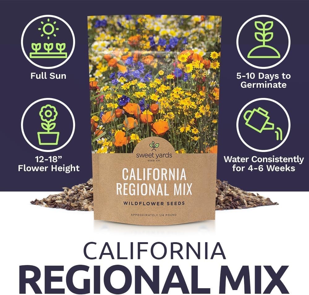 California Wildflower Mix – Bulk 1/4 lb – 30,000 Seeds