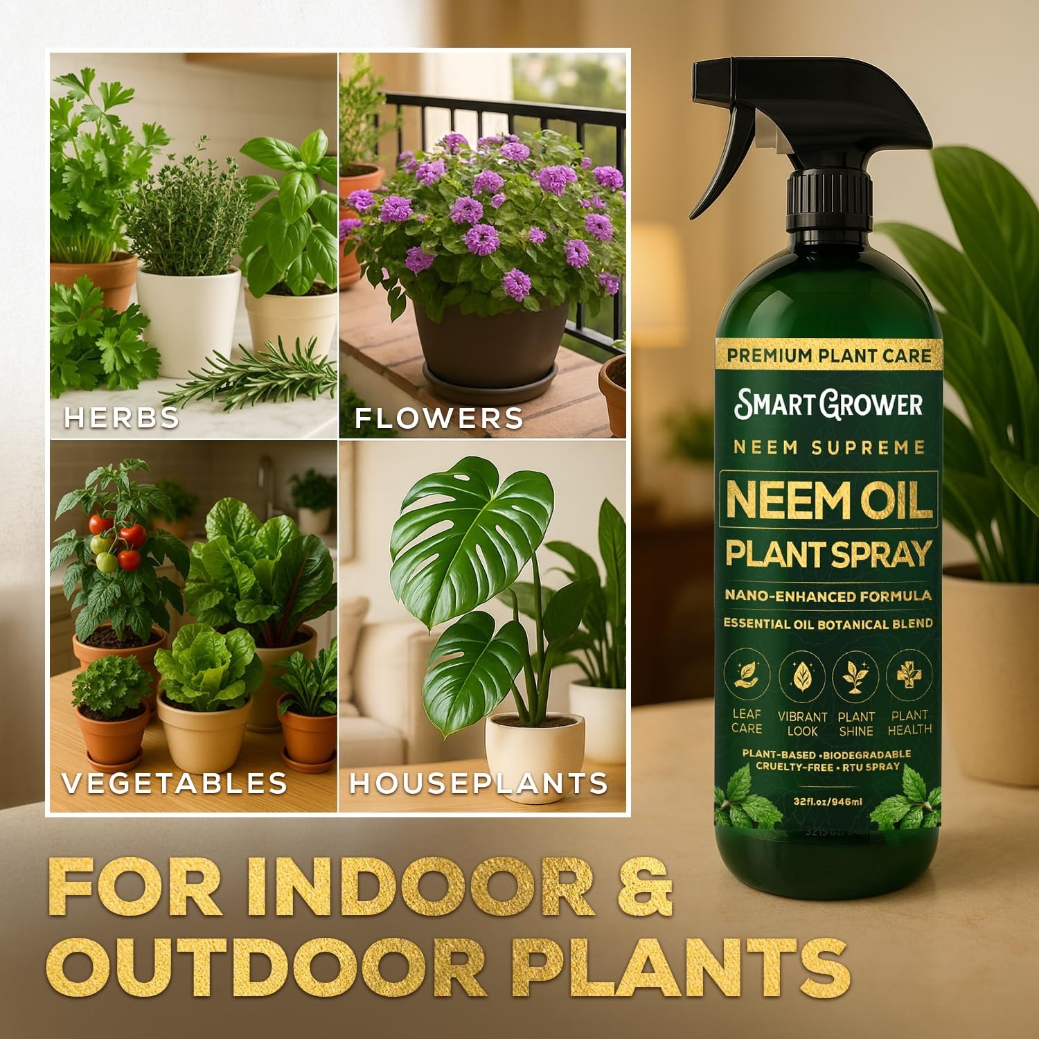 Botanical Neem Oil Spray – 32 oz Natural Plant Wash for Healthy Greenery