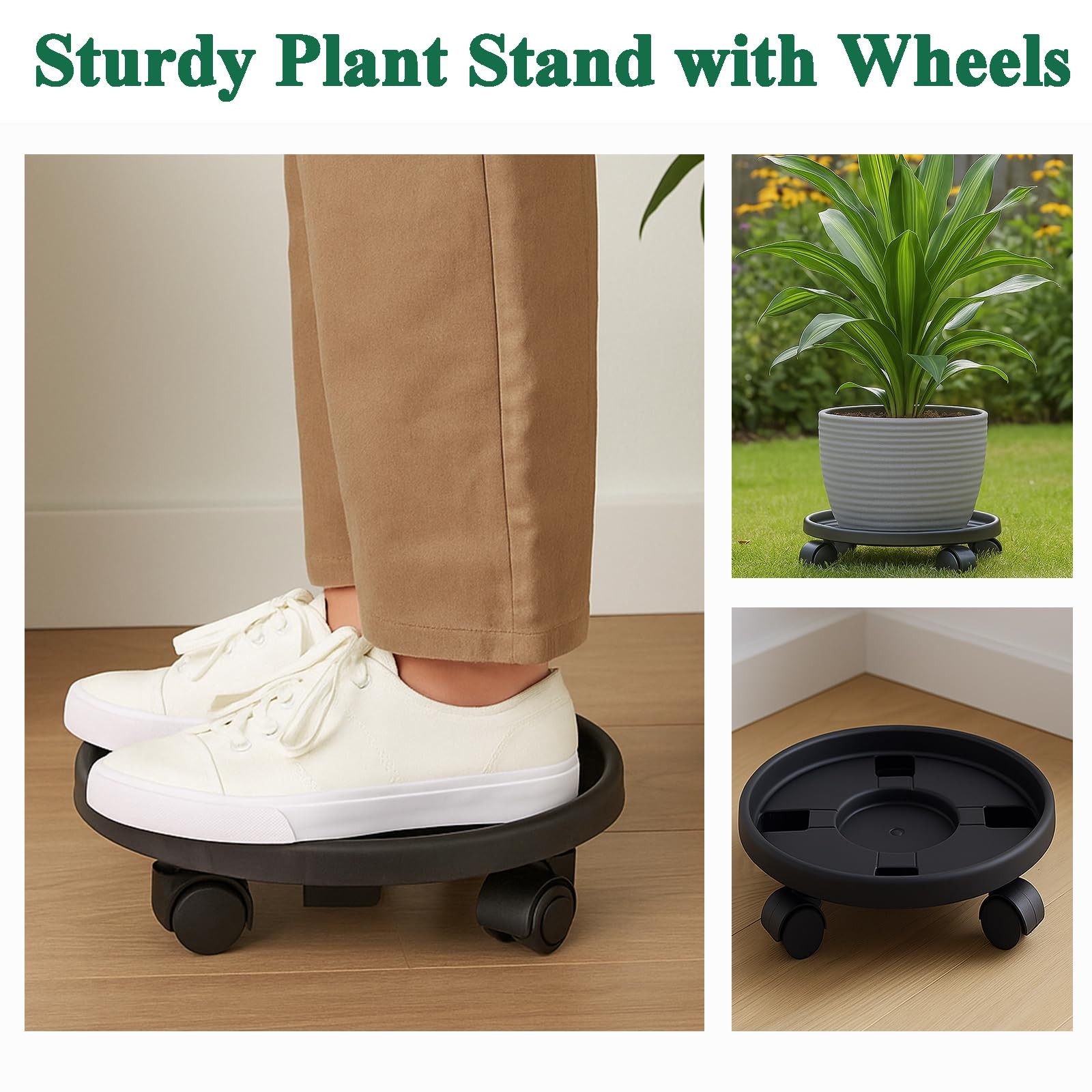Tulpeed Rolling Plant Stand with Wheels 5 Pack 14 Inch Plant Caddy with Wheels H